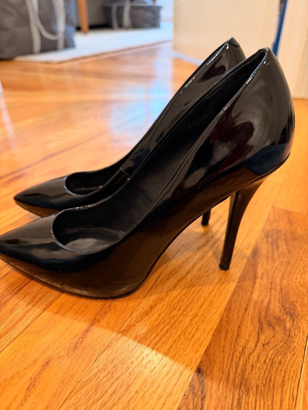 Brian Atwood Black Stiletto Patent Leather Pumps